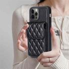 For iPhone 12 / 12 Pro Vertical Wallet Rhombic Leather Phone Case(Black) - 2