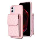 For iPhone 11 Vertical Wallet Rhombic Leather Phone Case(Pink) - 1