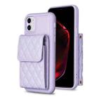 For iPhone 11 Vertical Wallet Rhombic Leather Phone Case(Purple) - 1