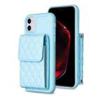 For iPhone 11 Vertical Wallet Rhombic Leather Phone Case(Blue) - 1