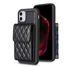 For iPhone 11 Vertical Wallet Rhombic Leather Phone Case(Black) - 1