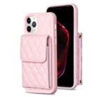 For iPhone 11 Pro Vertical Wallet Rhombic Leather Phone Case(Pink) - 1