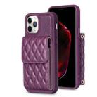 For iPhone 11 Pro Vertical Wallet Rhombic Leather Phone Case(Dark Purple) - 1