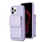 For iPhone 11 Pro Max Vertical Wallet Rhombic Leather Phone Case(Purple) - 1