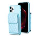 For iPhone 11 Pro Max Vertical Wallet Rhombic Leather Phone Case(Blue) - 1