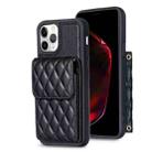 For iPhone 11 Pro Max Vertical Wallet Rhombic Leather Phone Case(Black) - 1