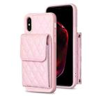 For iPhone X / XS Vertical Wallet Rhombic Leather Phone Case(Pink) - 1