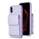 For iPhone X / XS Vertical Wallet Rhombic Leather Phone Case(Purple) - 1