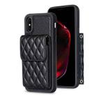For iPhone X / XS Vertical Wallet Rhombic Leather Phone Case(Black) - 1