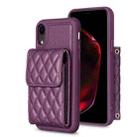 For iPhone XR Vertical Wallet Rhombic Leather Phone Case(Dark Purple) - 1