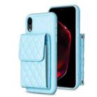 For iPhone XR Vertical Wallet Rhombic Leather Phone Case(Blue) - 1