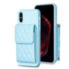 For iPhone XS Max Vertical Wallet Rhombic Leather Phone Case(Blue) - 1