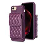 For iPhone SE 2022 / SE 2020 / 7 / 8 Vertical Wallet Rhombic Leather Phone Case(Dark Purple) - 1