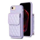 For iPhone SE 2022 / SE 2020 / 7 / 8 Vertical Wallet Rhombic Leather Phone Case(Purple) - 1