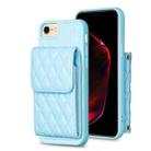 For iPhone SE 2022 / SE 2020 / 7 / 8 Vertical Wallet Rhombic Leather Phone Case(Blue) - 1