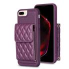 For iPhone 7 Plus / 8 Plus Vertical Wallet Rhombic Leather Phone Case(Dark Purple) - 1