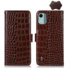 For Nokia C12 4G Crocodile Top Layer Cowhide Leather Phone Case(Brown) - 1