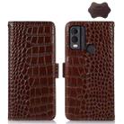 For Nokia C22 4G Crocodile Top Layer Cowhide Leather Phone Case(Brown) - 1