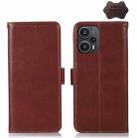 For Xiaomi Redmi Note 12 Turbo 5G Crazy Horse Top Layer Cowhide Leather Phone Case(Brown) - 1