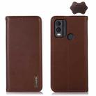 For Nokia C22 4G KHAZNEH Nappa Top Layer Cowhide Leather Phone Case(Brown) - 1