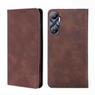 For Infinix Hot 20 4G Skin Feel Magnetic Horizontal Flip Leather Phone Case(Dark Brown) - 1