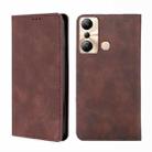 For Infinix Hot 20i Skin Feel Magnetic Horizontal Flip Leather Phone Case(Dark Brown) - 1