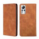 For Infinix Note 11 Skin Feel Magnetic Horizontal Flip Leather Phone Case(Light Brown) - 1