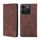 For Infinix Smart 7 Skin Feel Magnetic Horizontal Flip Leather Phone Case(Dark Brown) - 1