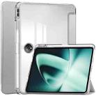 For OnePlus Pad 3-Fold Clear Back Cover Leather Smart Tablet Case(Silver) - 1