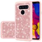 For LG V40 ThinQ Glitter Powder Contrast Skin Shockproof Silicone + PC Protective Case(Rose Gold) - 1