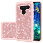 For LG V50 ThinQ 5G Glitter Powder Contrast Skin Shockproof Silicone + PC Protective Case(Rose Gold) - 1