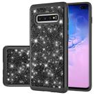 For Samsung Galaxy S10+ Glitter Powder Contrast Skin Shockproof Silicone + PC Protective Case(Black) - 1