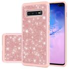For Samsung Galaxy S10+ Glitter Powder Contrast Skin Shockproof Silicone + PC Protective Case(Rose Gold) - 1