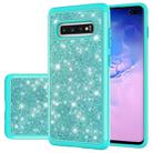 For Samsung Galaxy S10+ Glitter Powder Contrast Skin Shockproof Silicone + PC Protective Case(Green) - 1