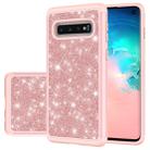 For Samsung Galaxy S10 Glitter Powder Contrast Skin Shockproof Silicone + PC Protective Case(Rose Gold) - 1