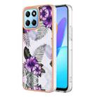 For Honor X8 5G Electroplating IMD TPU Phone Case(Purple Flower) - 1