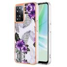 For OnePlus Nord N300 / OPPO A57 4G 2022 / Realme Narzo 50 5G Global / OPPO K10 5G Global Electroplating IMD TPU Phone Case(Purple Flower) - 1