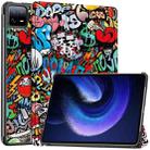 For Xiaomi Pad 6 / 6 Pro Custer Painted 3-Fold Stand Leather Smart Tablet Case(Graffiti) - 1