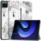 For Xiaomi Pad 6 / 6 Pro Custer Painted 3-Fold Stand Leather Smart Tablet Case(Retro Eiffel Tower) - 1