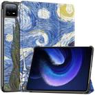 For Xiaomi Pad 6 / 6 Pro Custer Painted 3-Fold Stand Leather Smart Tablet Case(Starry Sky) - 1