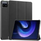 For Xiaomi Pad 6 / 6 Pro Custer Solid Color 3-Fold Stand Leather Smart Tablet Case(Black) - 1