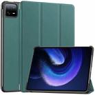 For Xiaomi Pad 6 / 6 Pro Custer Solid Color 3-Fold Stand Leather Smart Tablet Case(Green) - 1