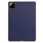 For Xiaomi Pad 7 / 7 Pro Custer Solid Color 3-Fold Stand Leather Smart Tablet Case(Dark Blue) - 3