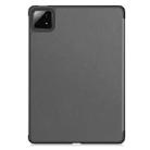 For Xiaomi Pad 7 / 7 Pro Custer Solid Color 3-Fold Stand Leather Smart Tablet Case(Grey) - 3