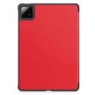 For Xiaomi Pad 7 / 7 Pro Custer Solid Color 3-Fold Stand Leather Smart Tablet Case(Red) - 3