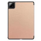 For Xiaomi Pad 7 / 7 Pro Custer Solid Color 3-Fold Stand Leather Smart Tablet Case(Rose Gold) - 3