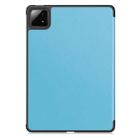 For Xiaomi Pad 7 / 7 Pro Custer Solid Color 3-Fold Stand Leather Smart Tablet Case(Sky Blue) - 3