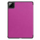 For Xiaomi Pad 7 / 7 Pro Custer Solid Color 3-Fold Stand Leather Smart Tablet Case(Purple) - 3