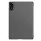 For Xiaomi Redmi Pad 2 Custer Texture 3-Fold Holder Leather Smart Tablet Case(Grey) - 3