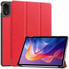 For Xiaomi Redmi Pad 2 Custer Texture 3-Fold Holder Leather Smart Tablet Case(Red) - 1